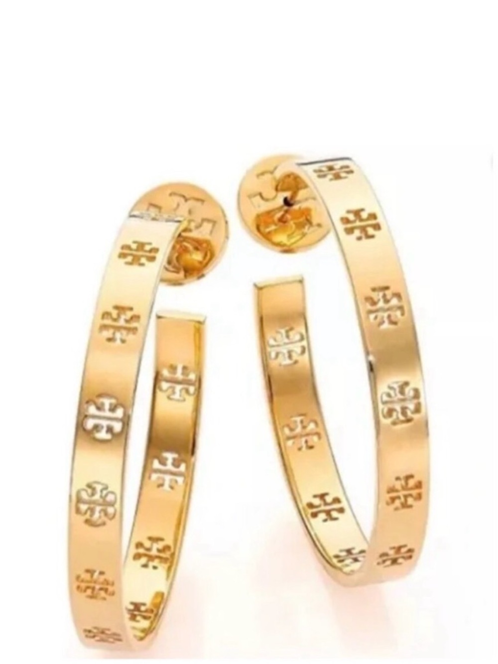 Tory Burch Gold Logo-Accent Hoop Earrings - Designer Inspired
